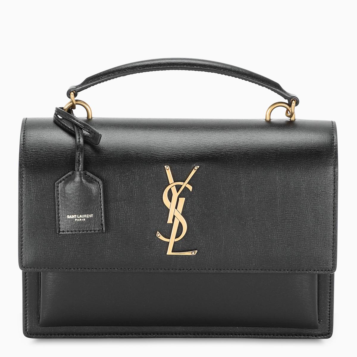 saint laurent black sunset leather shoulder bolsa