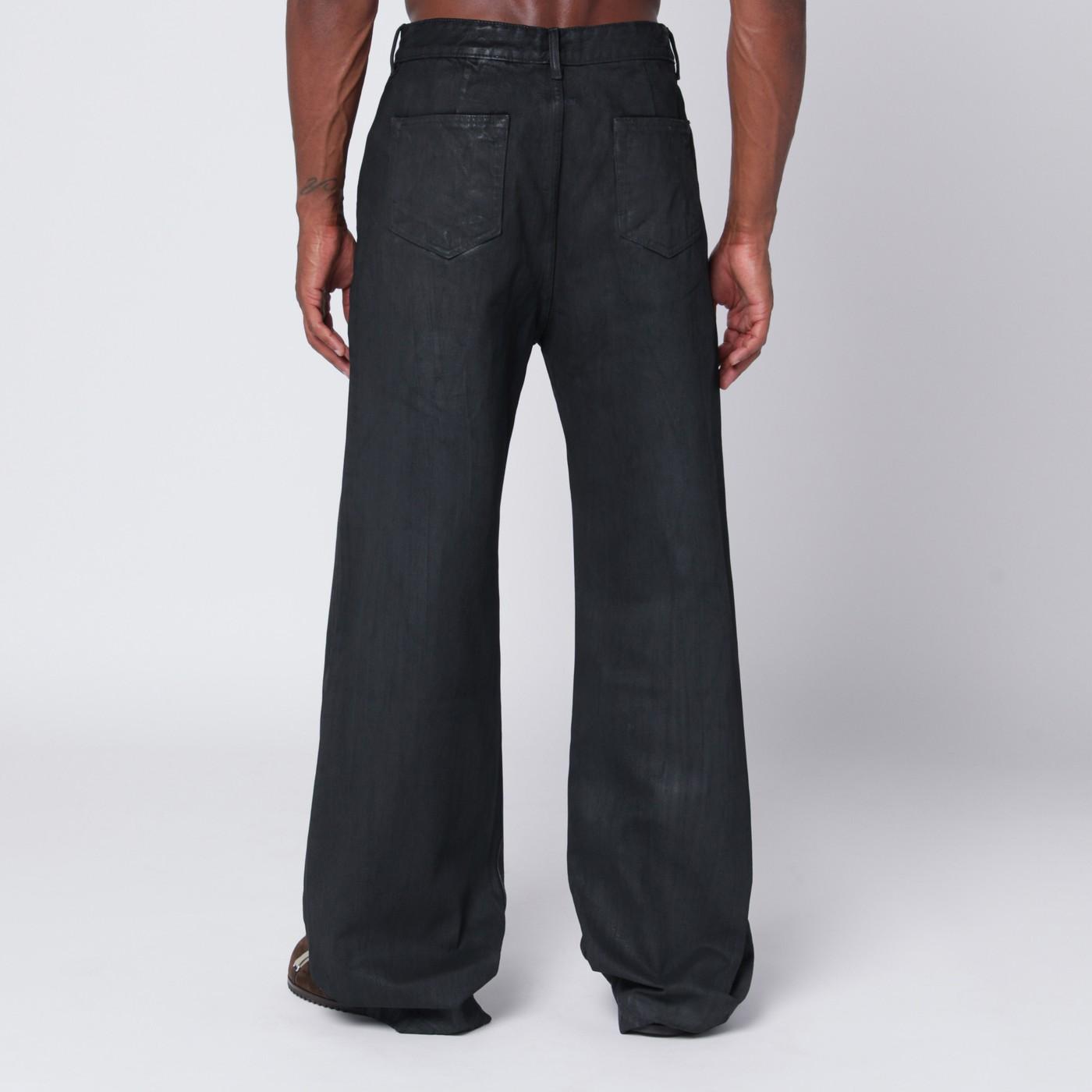 Rick Owens Wide-leg Waxed Denim Jeans in Black for Men | Lyst