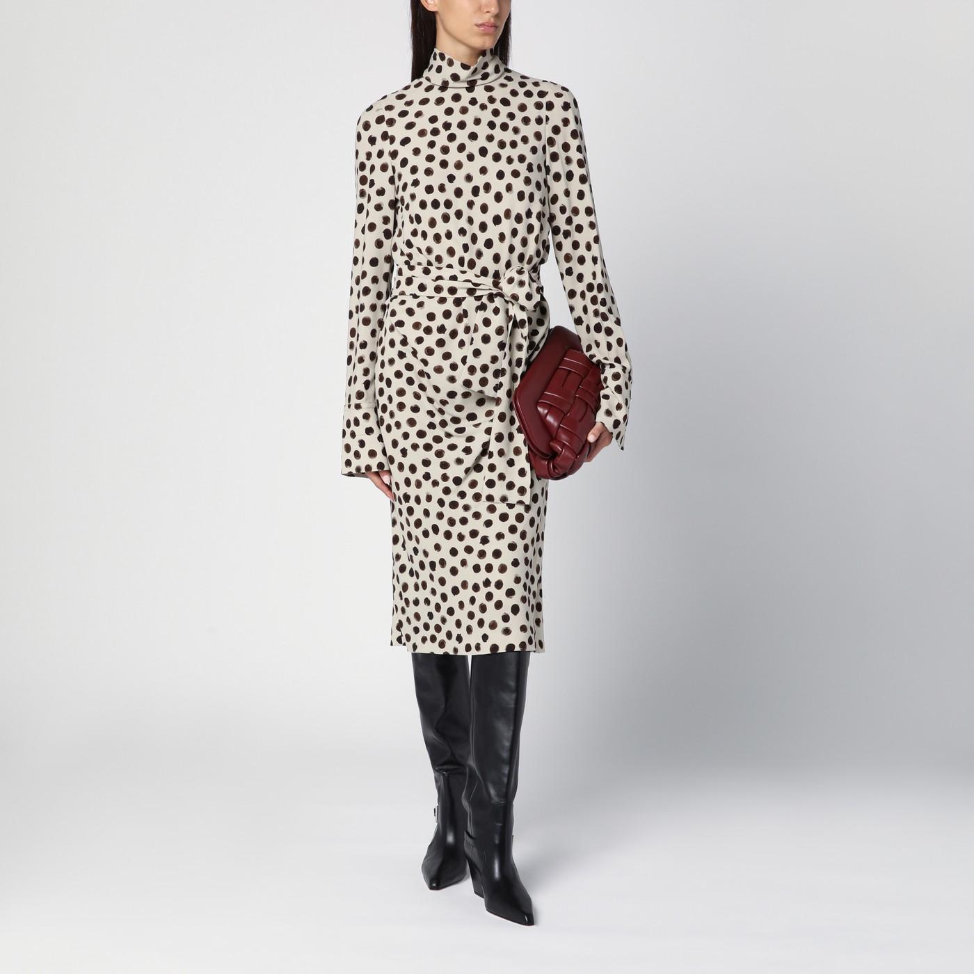 ワンピース DRIES VAN NOTEN ECRU POLKA DOT DRESS WITH BOW Dries Van Noten Dries Van Noten Écru Polka Dot Dress With