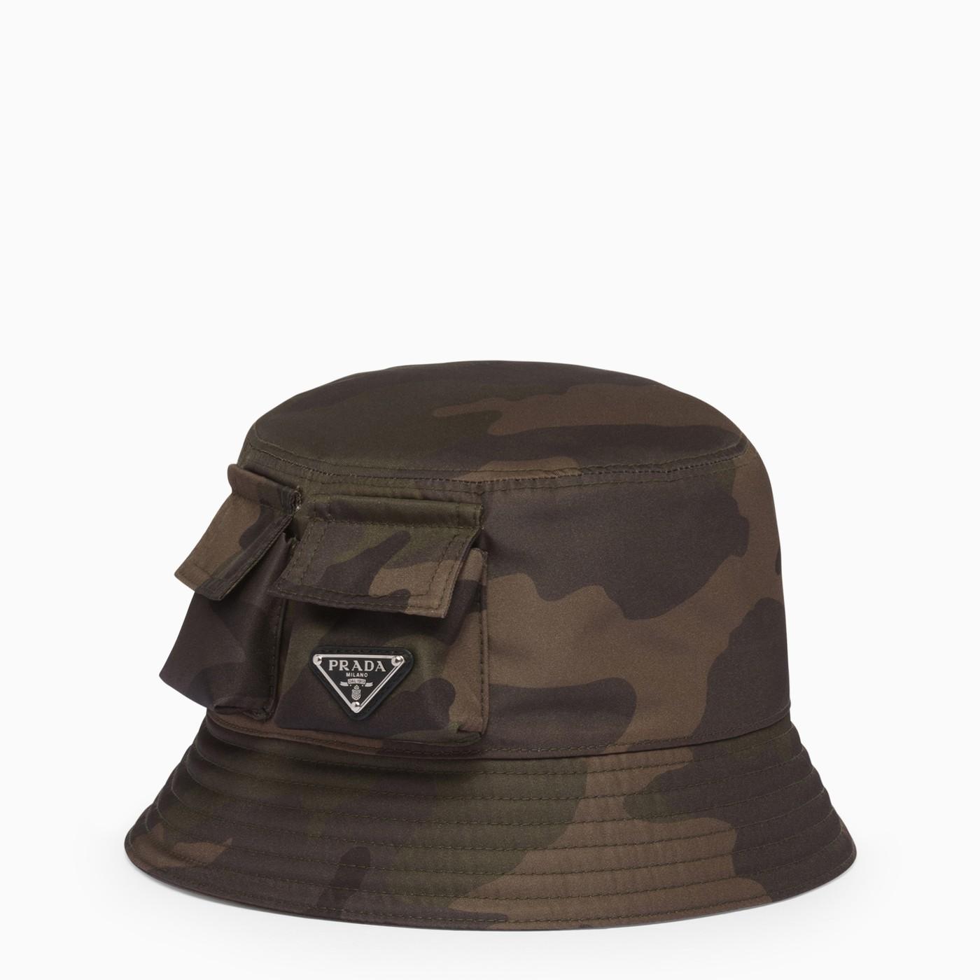 Prada Hat Re-Nylon Pocket Bucket Hat Nylon Camouflage L Camouflage Triangle Prada Camouflage re-nylon bucket hat with front pocket | The  main image 4