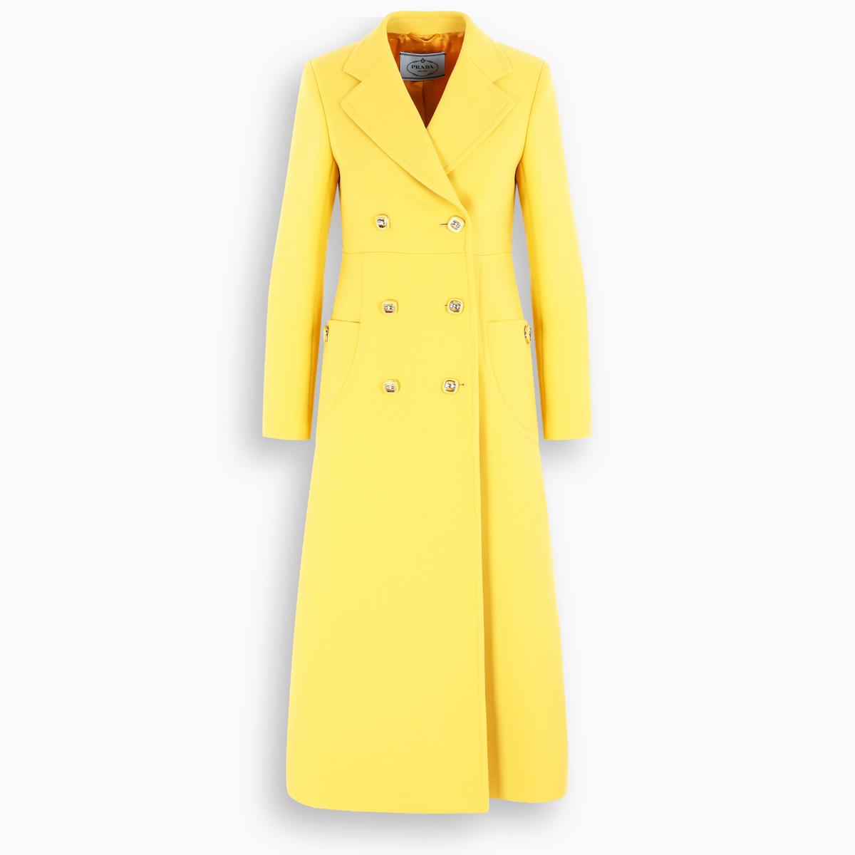 Prada Yellow Double-breasted Coat | Lyst