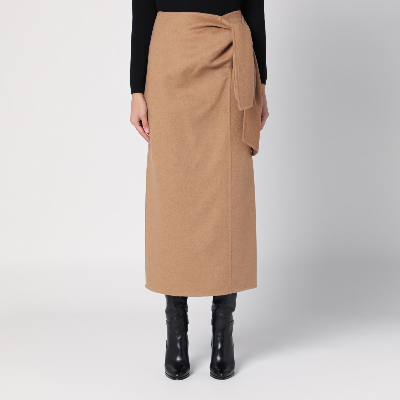 スカート MAX MARA BISCUIT CAMEL BABELE SKIRT Max Mara Camel Midi Skirt in Natural | Lyst