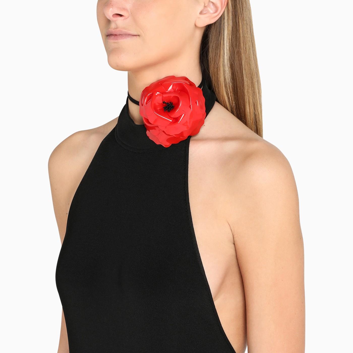 Saint Laurent Floral Choker in Red | Lyst