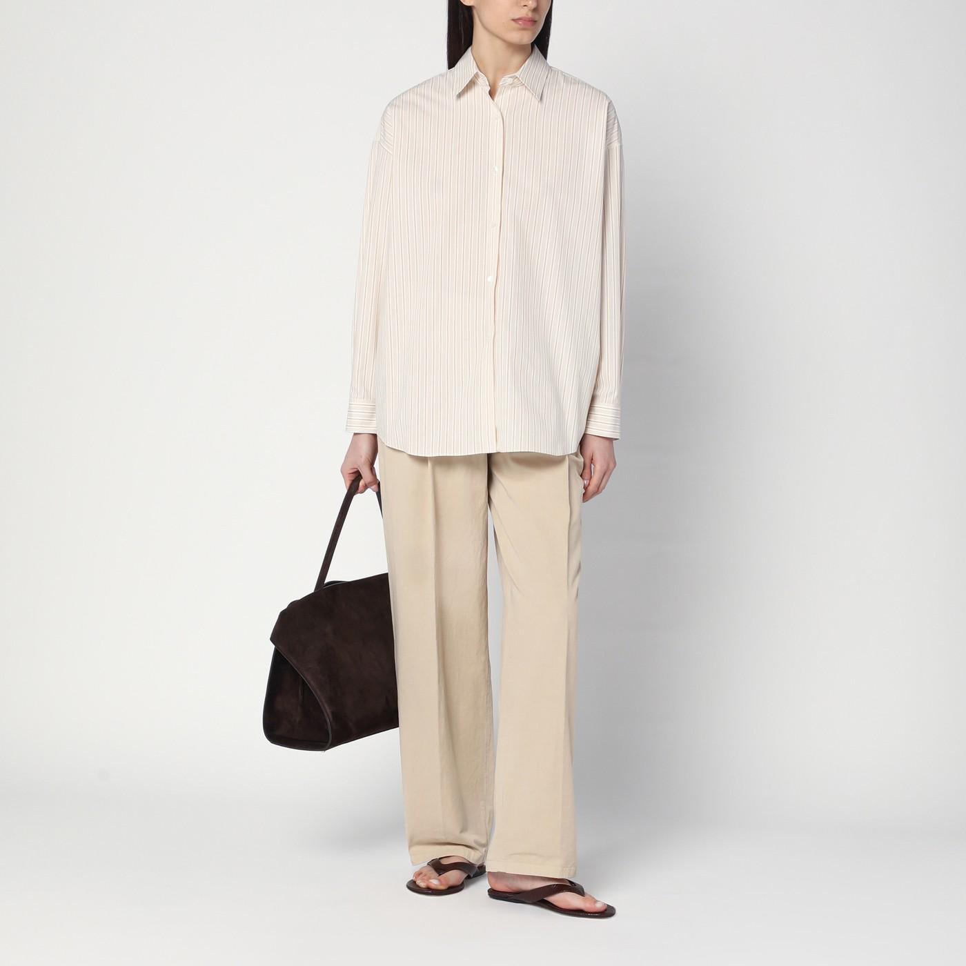 パンツ The Row Lilas Light Khaki Cotton And Linen Trousers The Row Lilas Light Khaki Cotton And Linen Trousers in