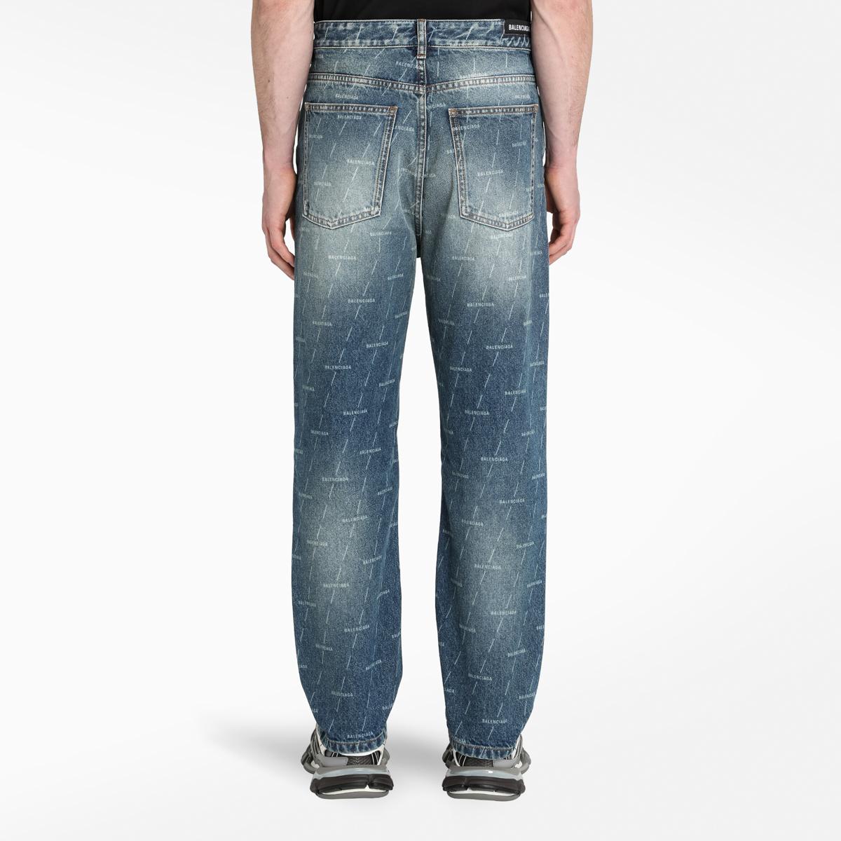 Balenciaga Denim All Over Logo Print Jeans in Blue for Men - Lyst