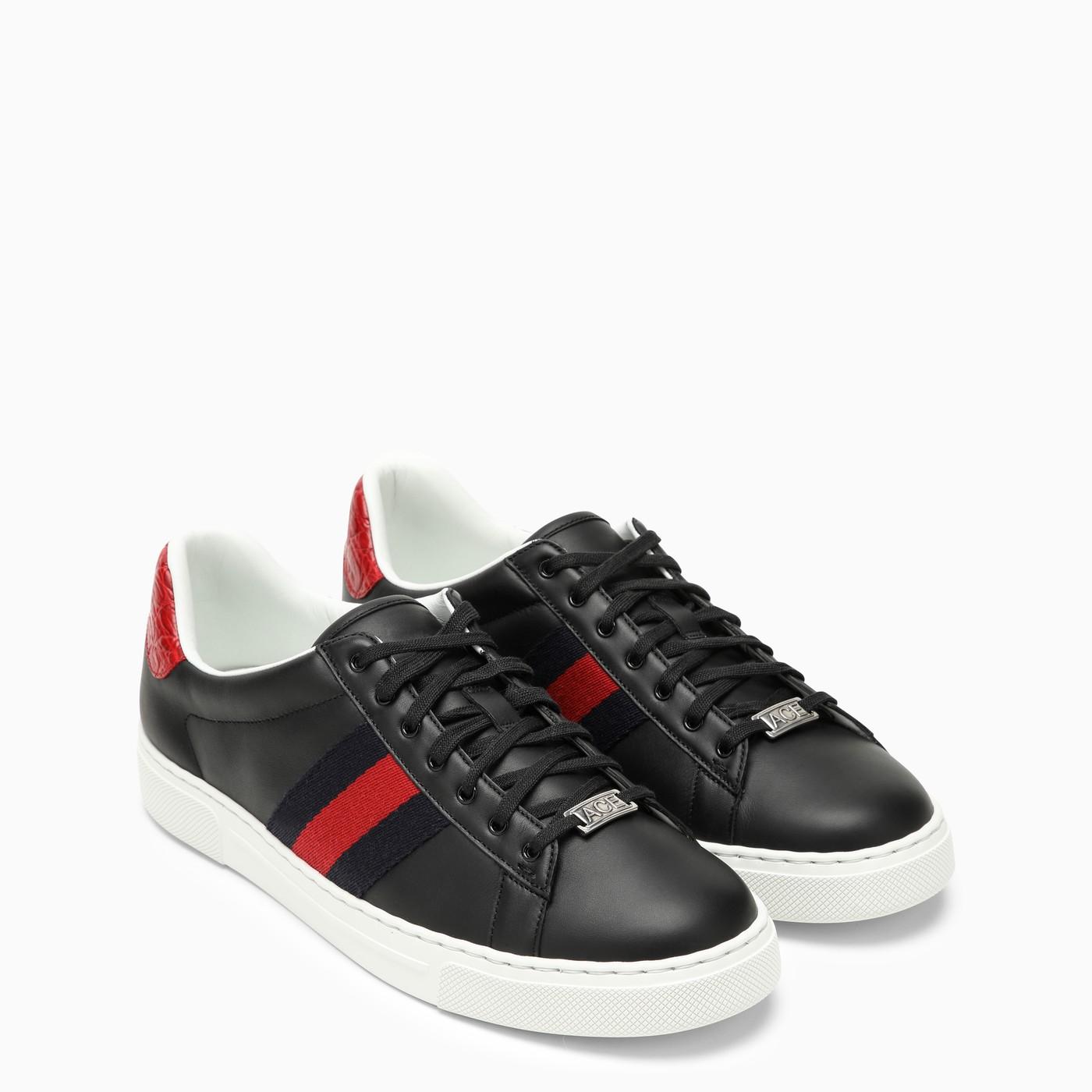 Gucci Ace Black Leather Low Trainer for Men Lyst UK