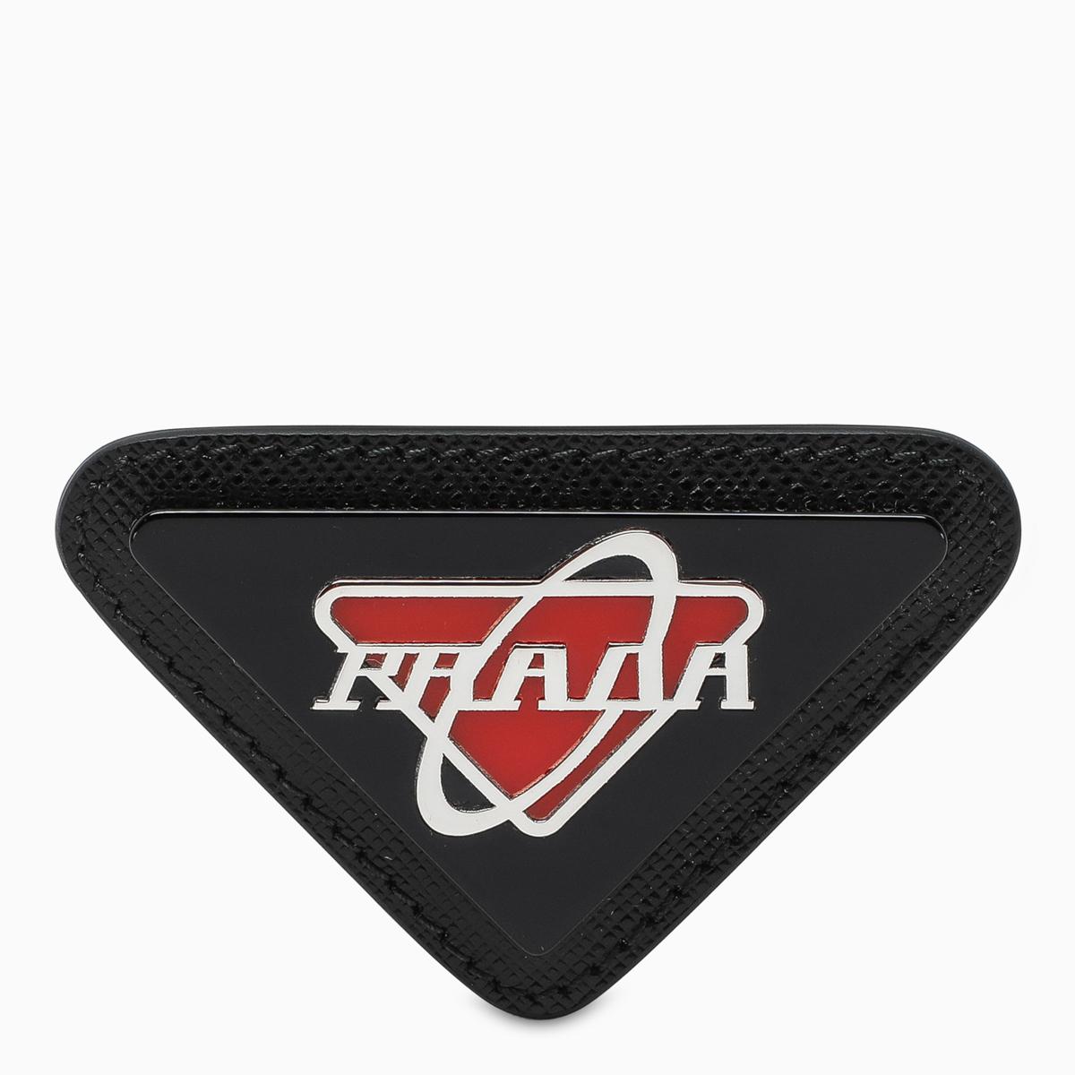 Prada Enamelled Triangular Logo Pin in Black for Men | Lyst