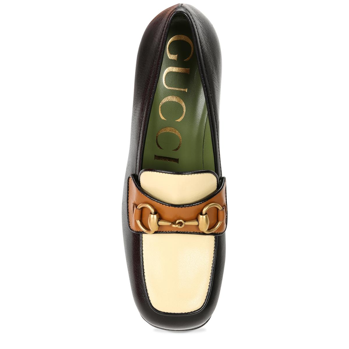 gucci calfskin horsebit platform loafers 36 black