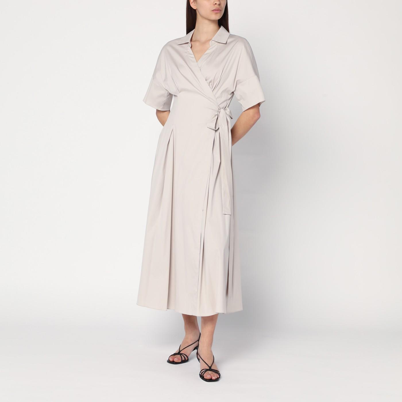 【関税&送料込み】Max Mara Stretch Cotton Poplin Wrap Dres Max Mara Ecru Wrap Dress In Stretch Poplin in Natural | Lyst