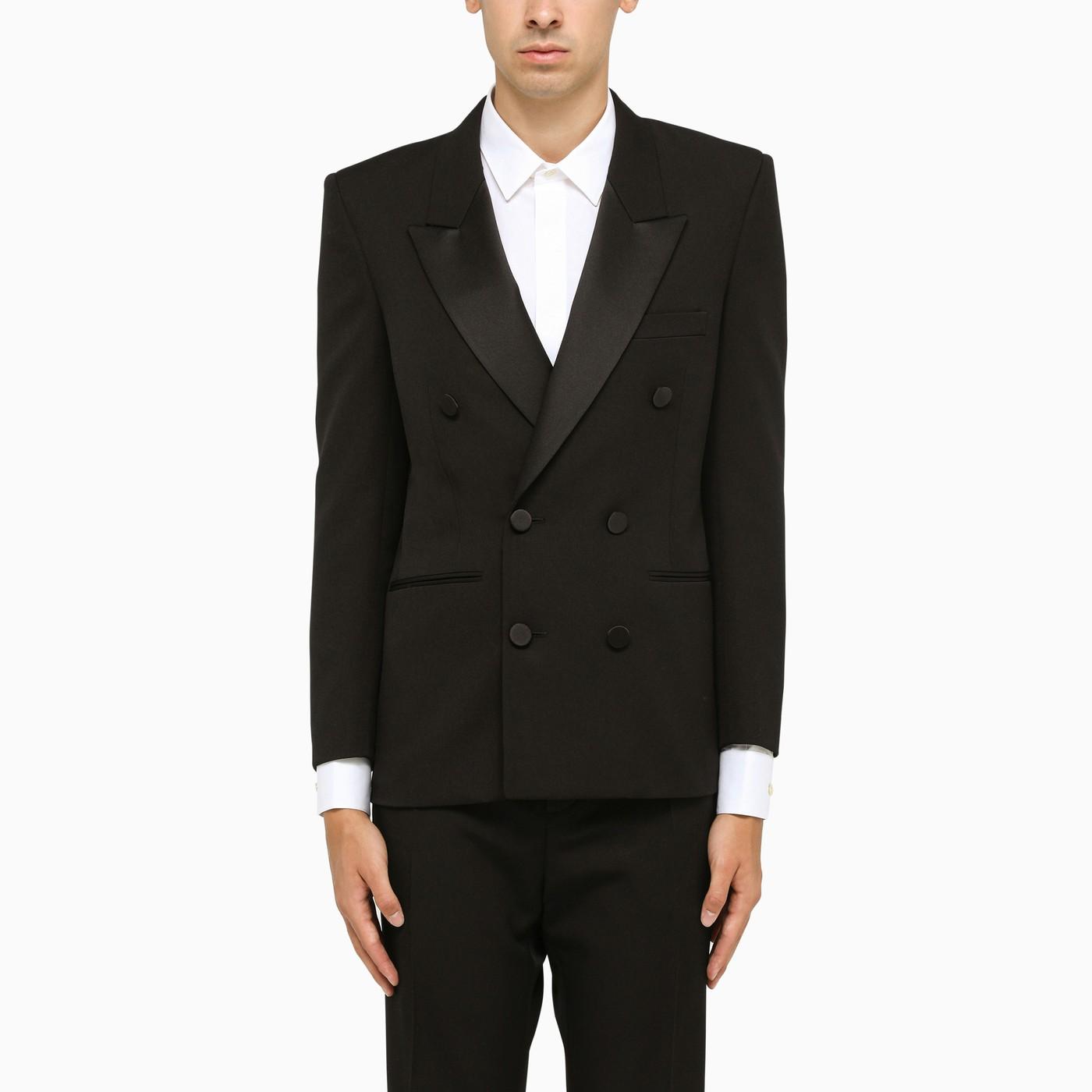 Saint Laurent Black Wool Double-breasted Tuxedo Jacket - Black for Men ...