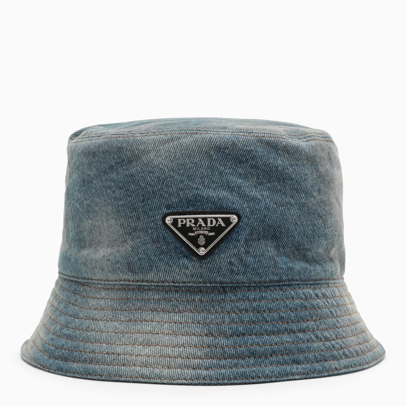 Prada Light Blue Denim Bucket Hat - Light Blue for Men | Lyst