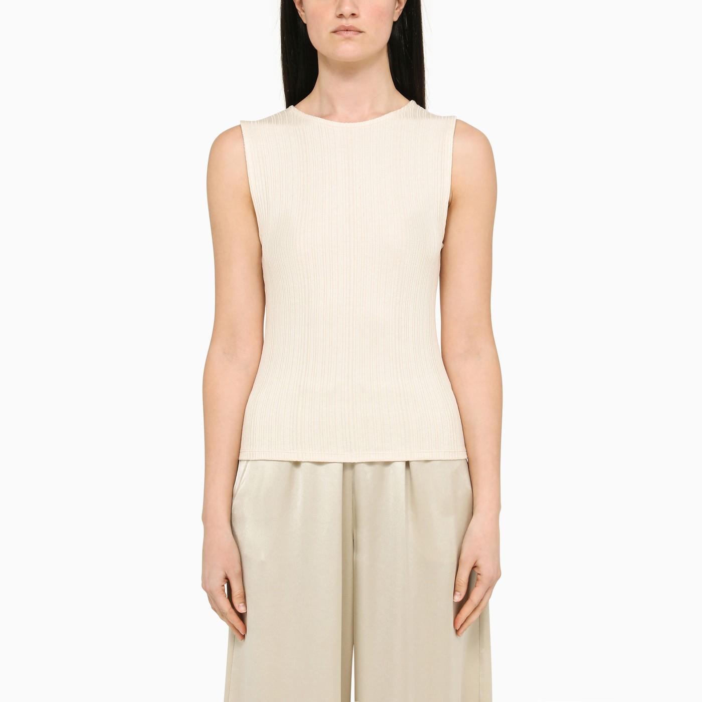Vince Ivory Jersey Top in Natural | Lyst