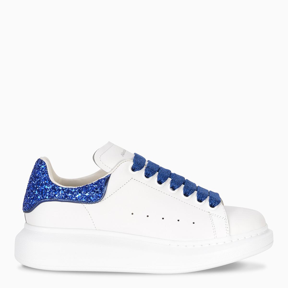 Alexander McQueen Leather Blue Glitter Oversize Sneakers | Lyst