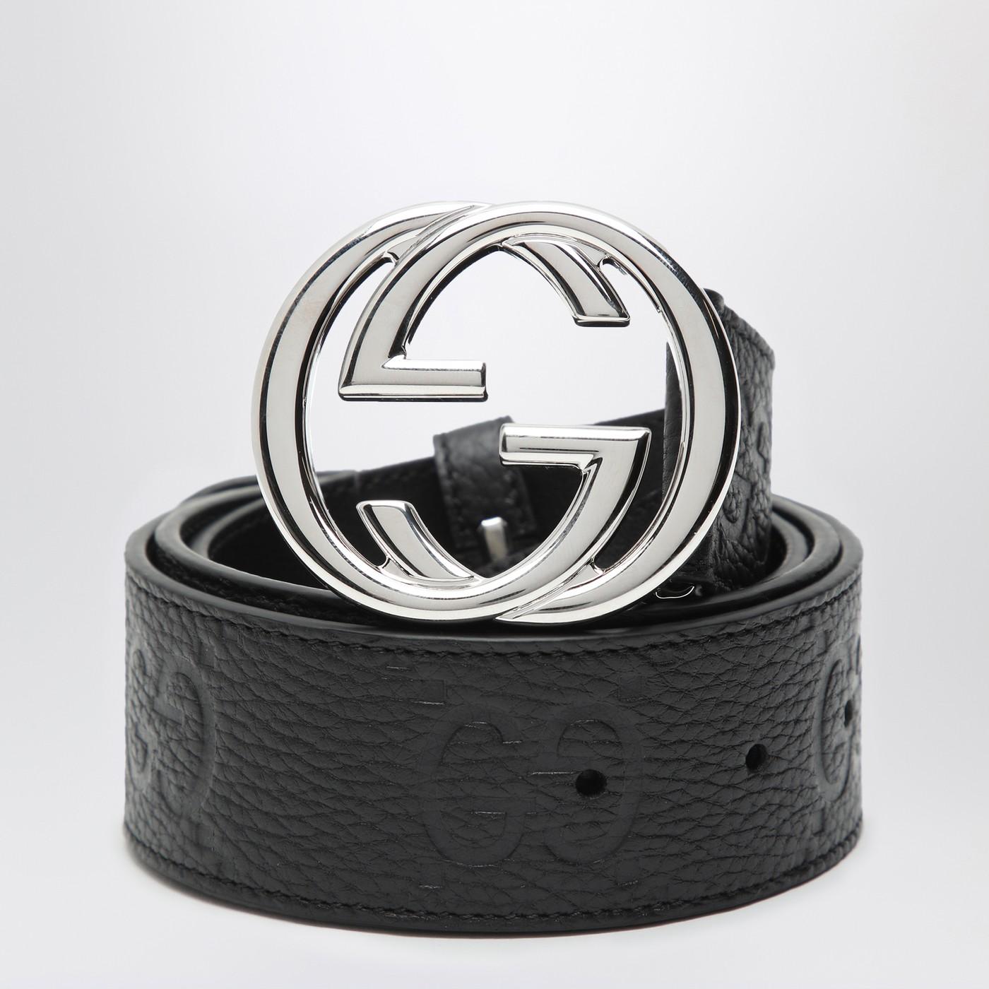 Gucci Jumbo Leather Belt With Gg Cross Buckle in Black for Men Lyst UK
