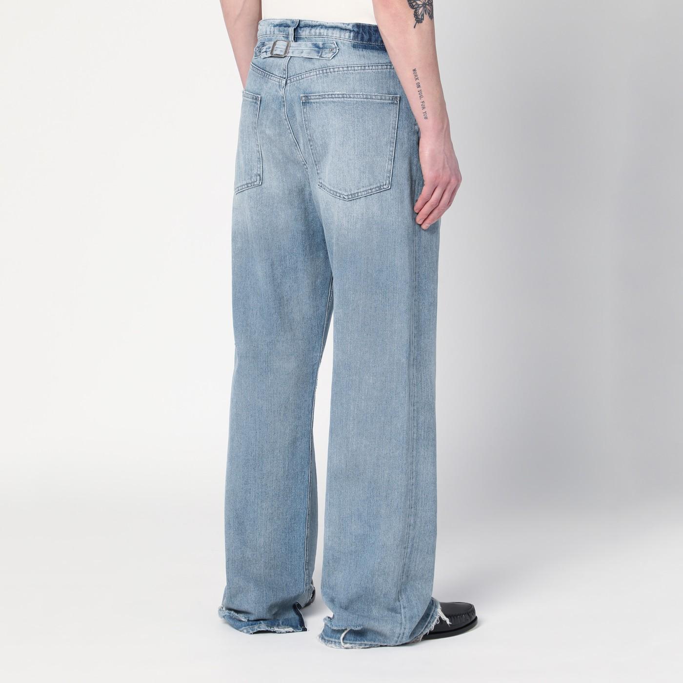 Maison Margiela Blue Washed-effect Jeans With Buckle for Men | Lyst