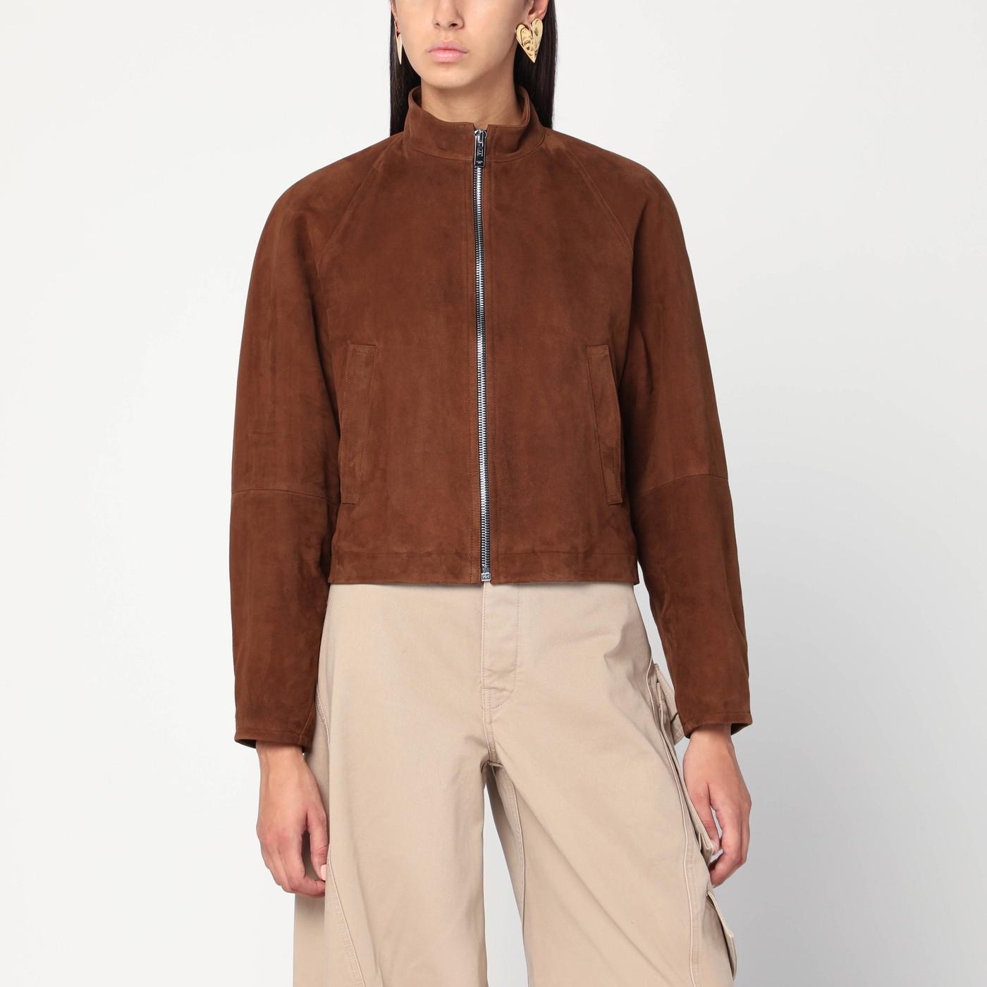 ジャケット ALAIA Suede jacket Cropped shearling and suede jacket in green - Alaia | Mytheresa