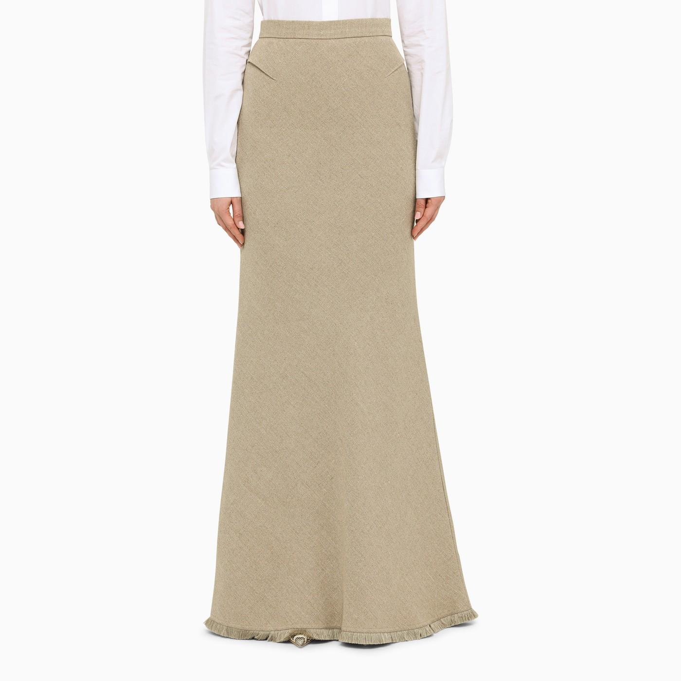 Max Mara Long Beige Linen Skirt in Natural | Lyst