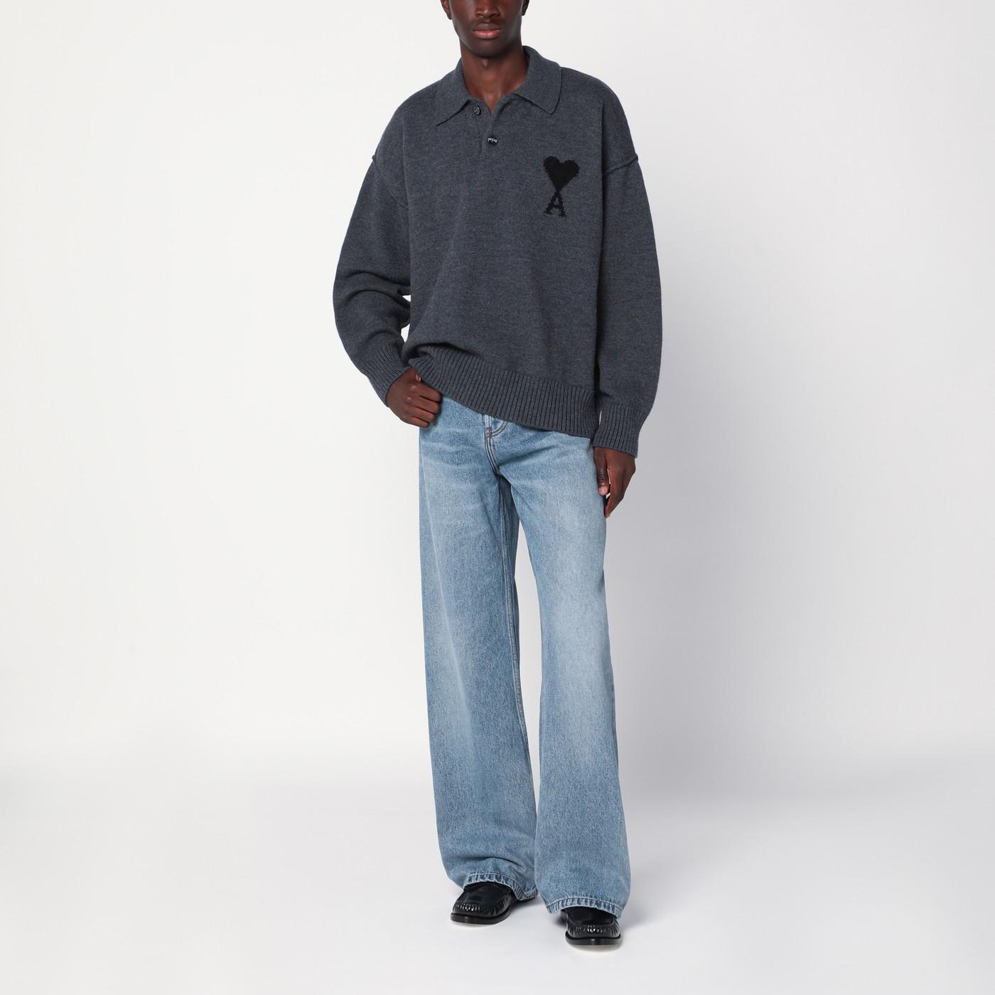 Ami Paris Polo-Style Ami De Coeur Sweater in Blue for Men | Lyst
