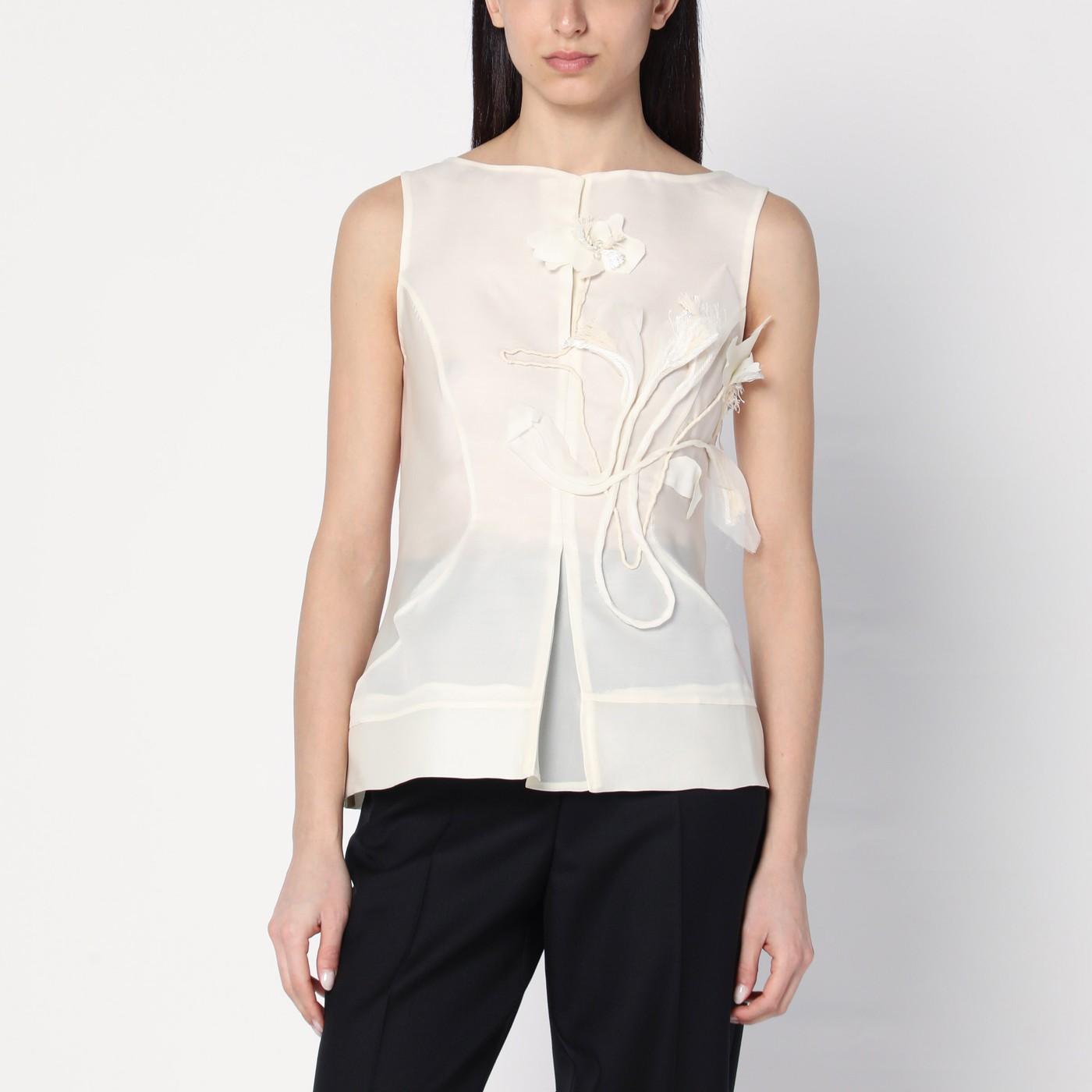 MKDT STUDIO Atelier Tami Ivory Top In Silk And Wool in White