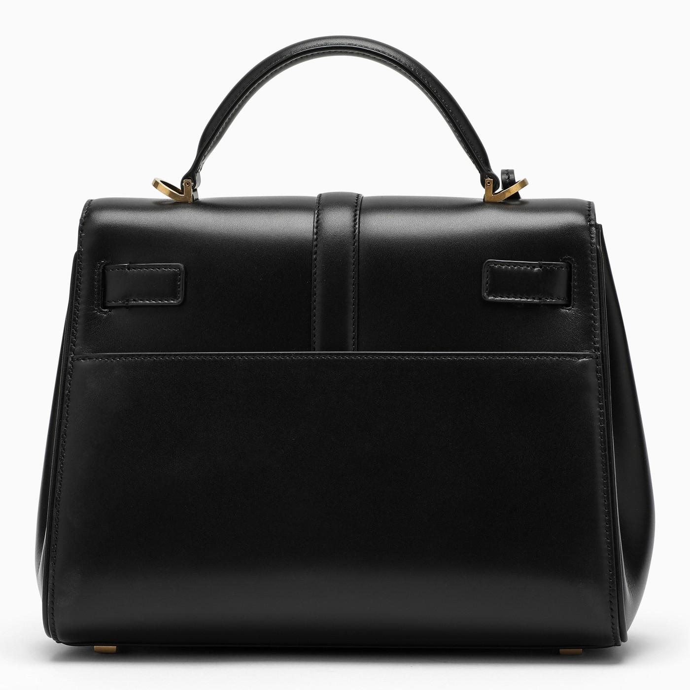 Saint Laurent Small Le Fermoir Top Handle Bag In Leather in Black