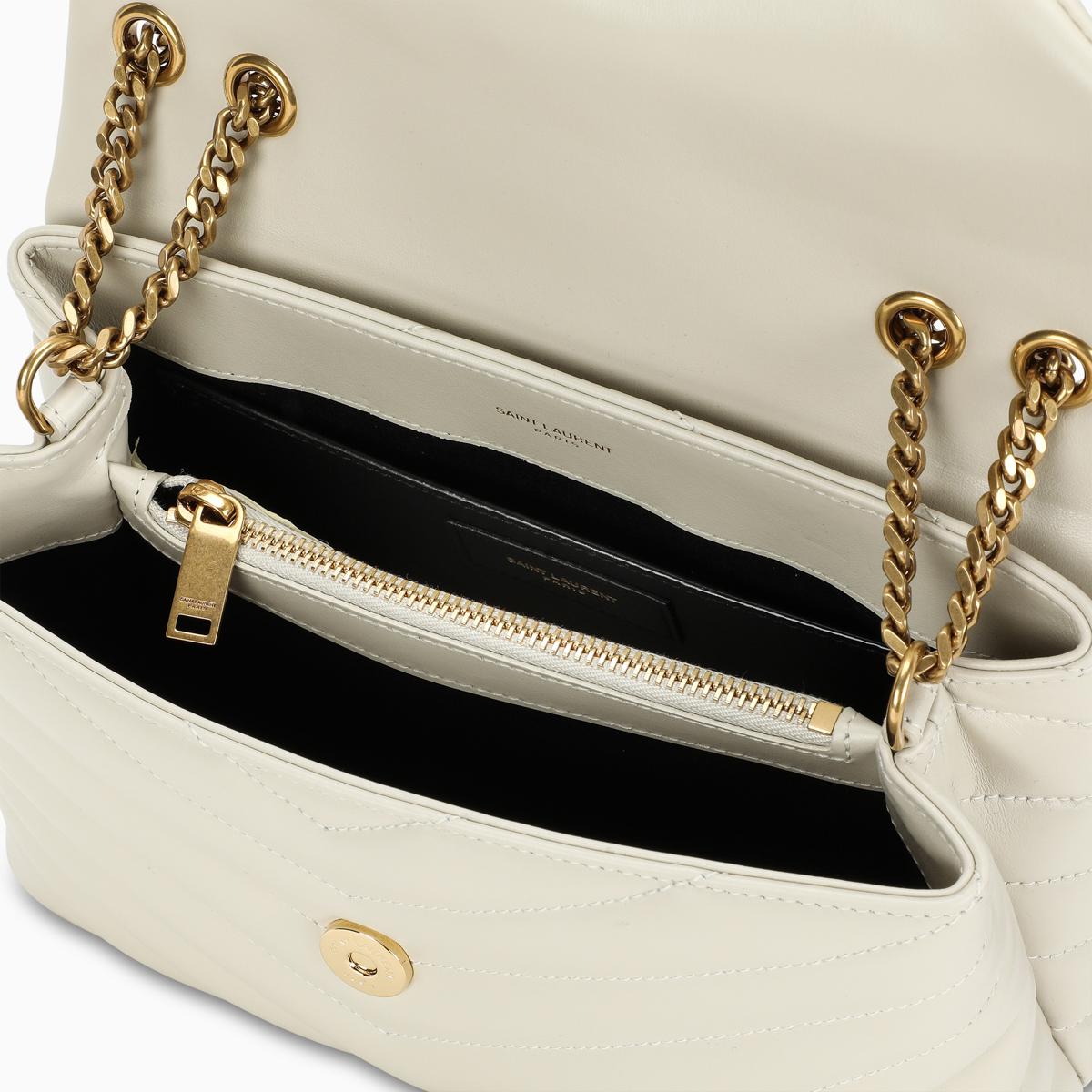 Saint Laurent Cream Mini Loulou Puffer Chain Crossbody Bag