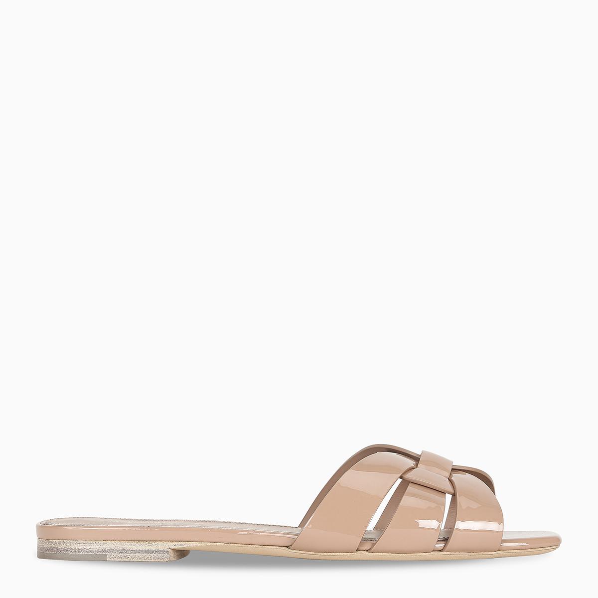Saint Laurent Leather Nude Patent Tribute Sandals in Beige (Natural) - Lyst