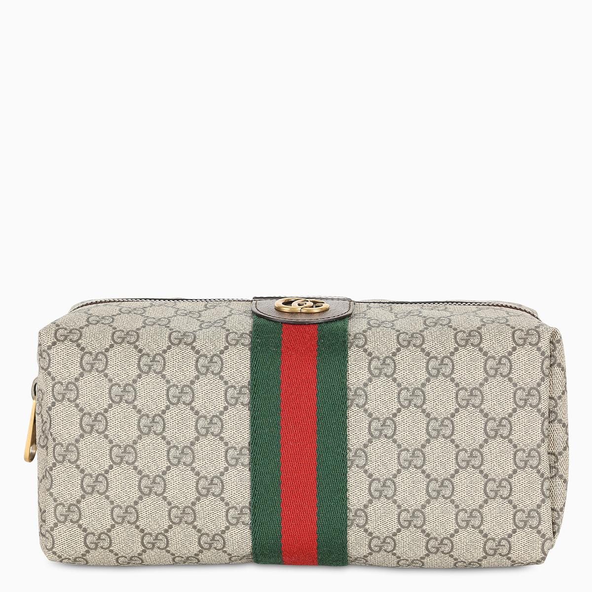 GUCCI Ophidia Leather-Trimmed Logo-Jacquard Coated-Canvas Wash Bag for Men