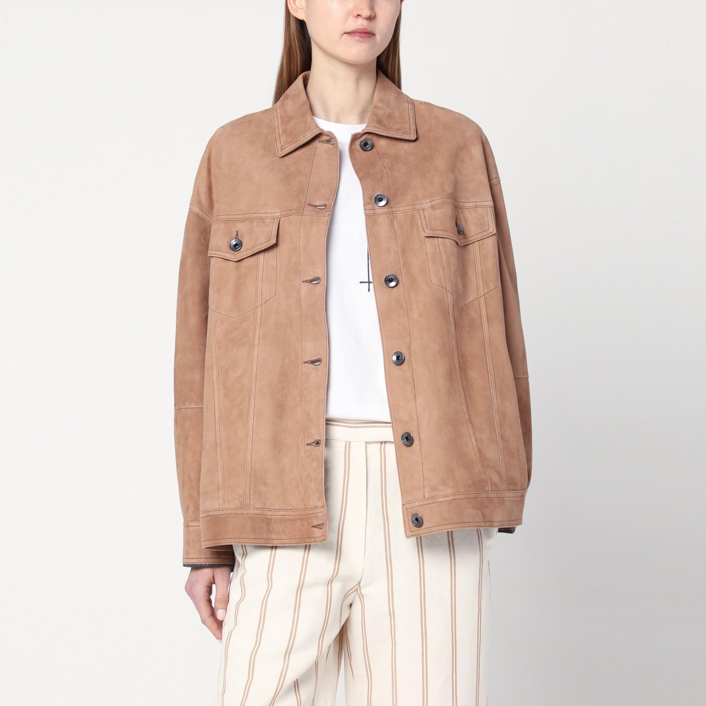 ジャケット Brunello Cucinelli Brown leather overshirt jacket Brunello Cucinelli Brown leather overshirt jacket – Lux
