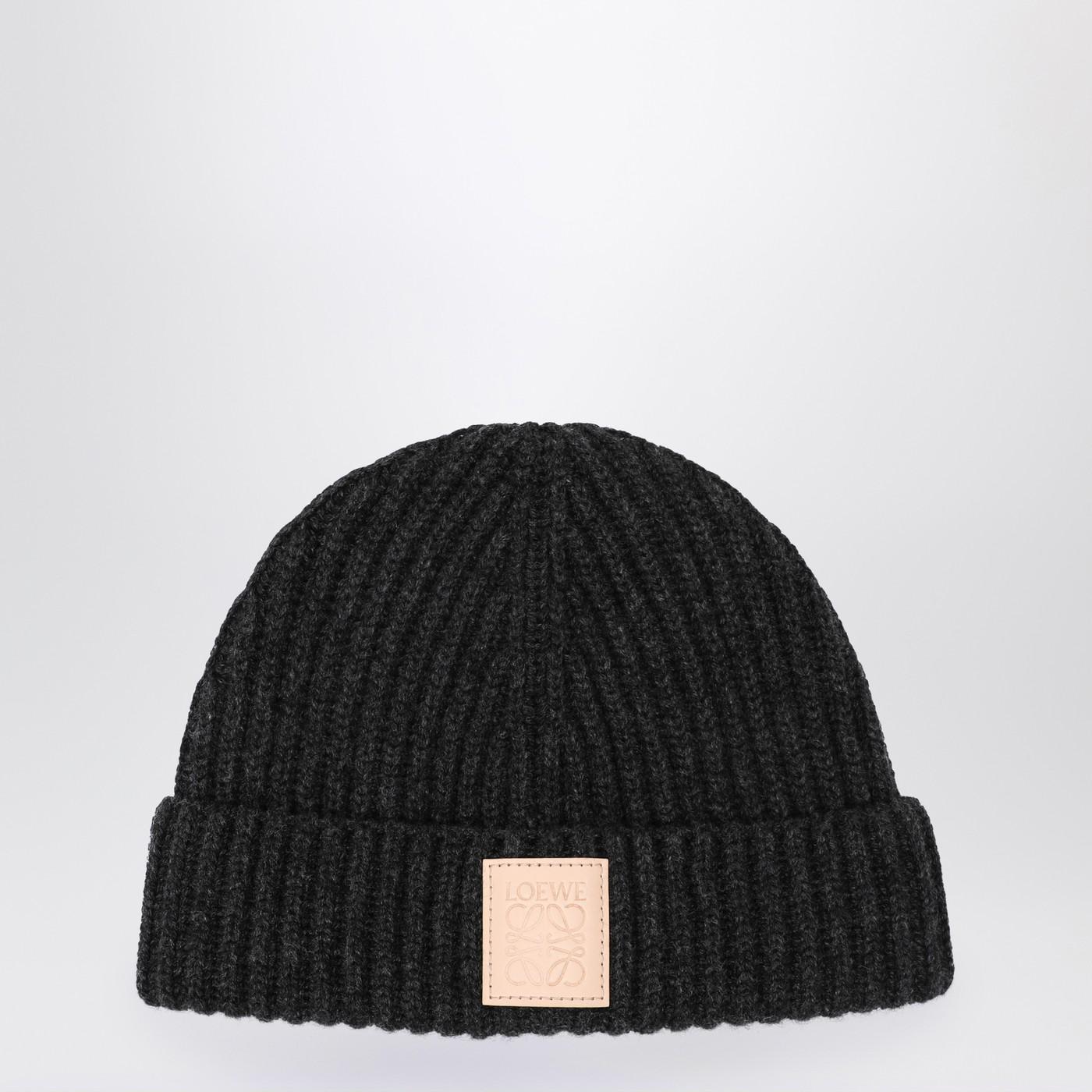 帽子・その他 Loewe Black beanie in cashmere Logo wool beanie in black - Loewe | Mytheresa
