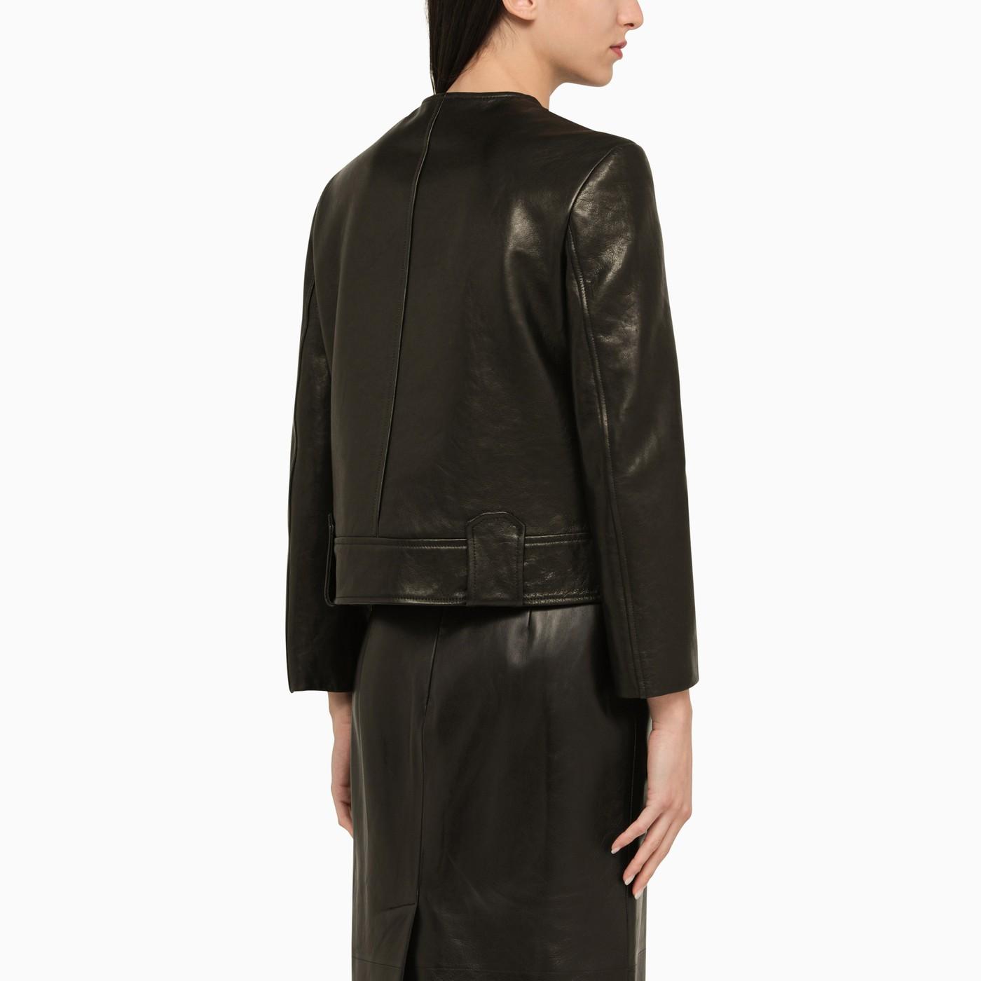 Khaite Leather Laybin Jacket in Black | Lyst UK