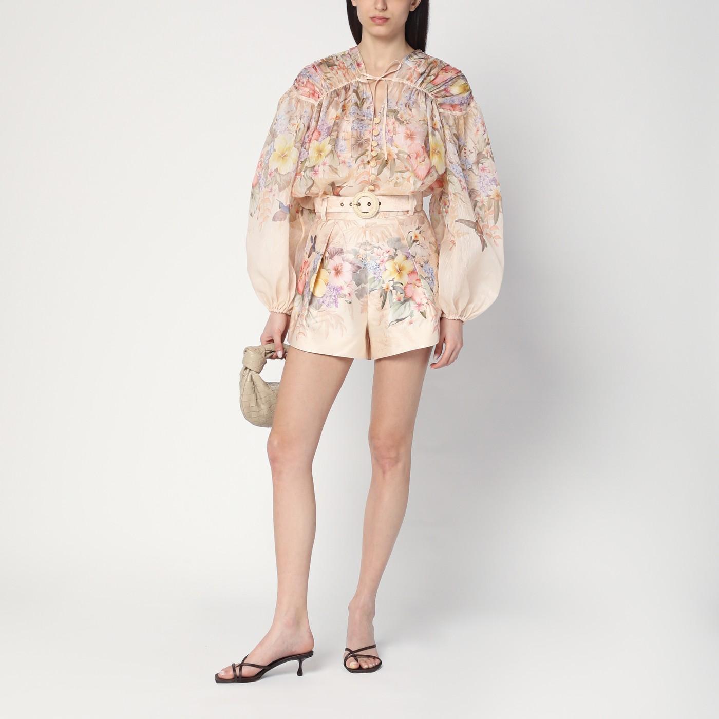 ショートパンツ ZIMMERMANN 'Illuminate Tuck' shorts Pink Zimmermann Illuminate Tuck Shorts With Floral Print in Pink