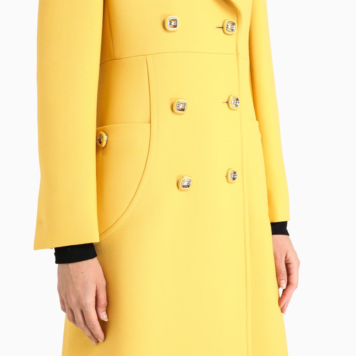 Prada Yellow Double-breasted Coat | Lyst