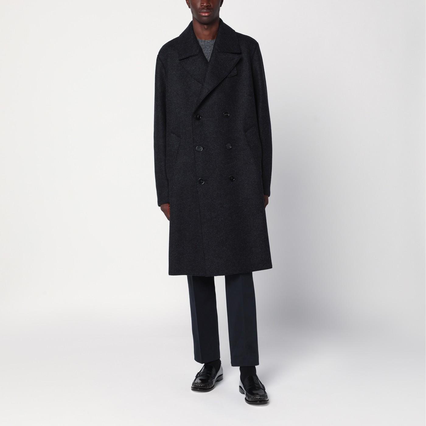 ジャケット・アウター HARRIS WHARF LONDON PEACOAT EBONY GREY Harris Wharf London Anthracite Double-Breasted Wool Coat in Black
