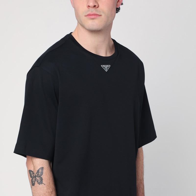 Tシャツ・カットソー PRADA BLACK T-SHIRT WITH TRIANGLE LOGO Prada triangle-logo T-shirt (pack Of three) | Black | FARFETCH