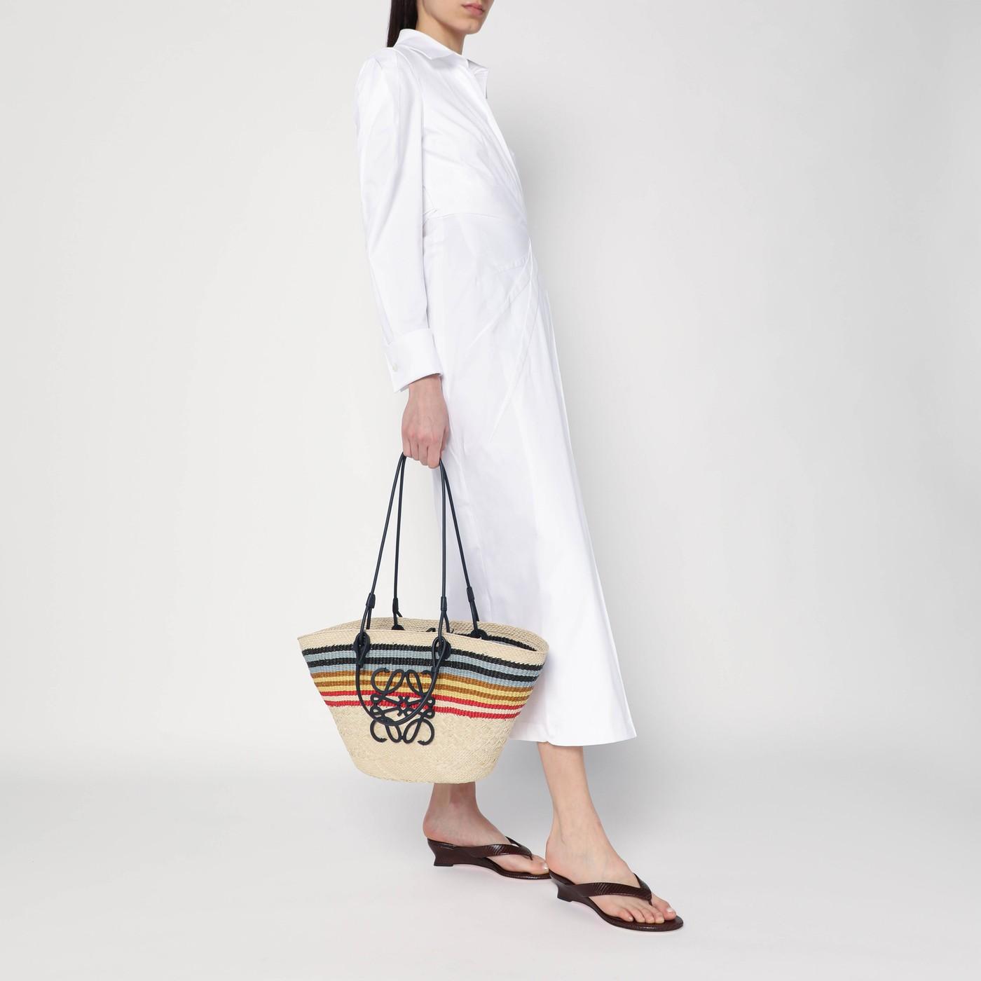 かごバッグ LOEWE LARGE ANAGRAM BASKET BAG IN IRACA PALM AND LEATHER Loewe Large Anagram basket bag in iraca palm and leather