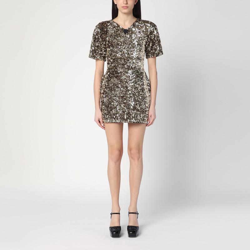 ワンピースその他 Marc Jacobs Gold mini dress with sequins Marc Jacobs V-Neck Sequin Knit Mini Dress - Bergdorf Goodman
