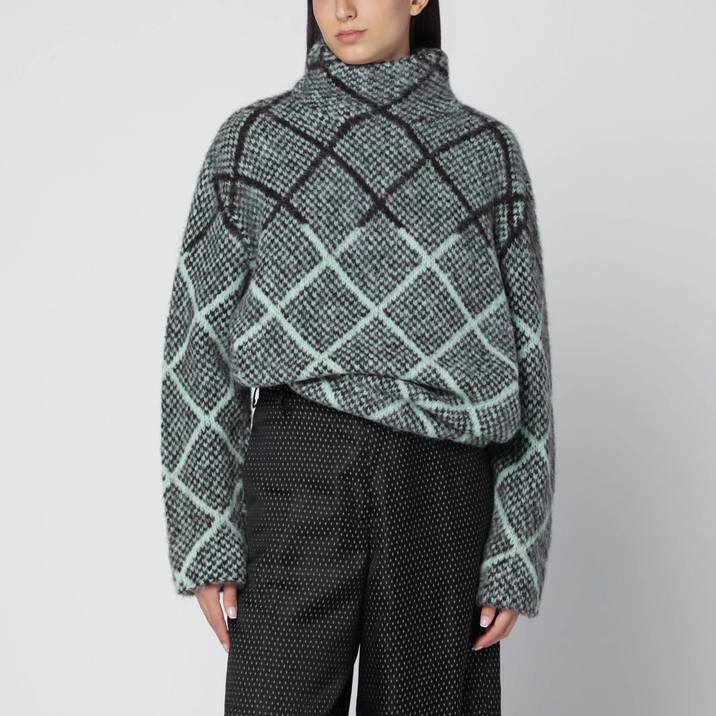 Dries Van Noten Checked Alpaca-Blend Sweater in Grey | Lyst UK