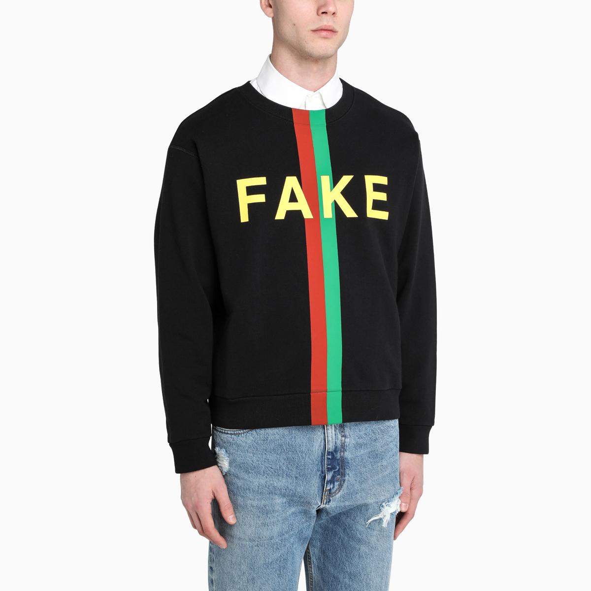 Felpa con stampa 'Fake/Not' da Uomo di Gucci in Nero | Lyst