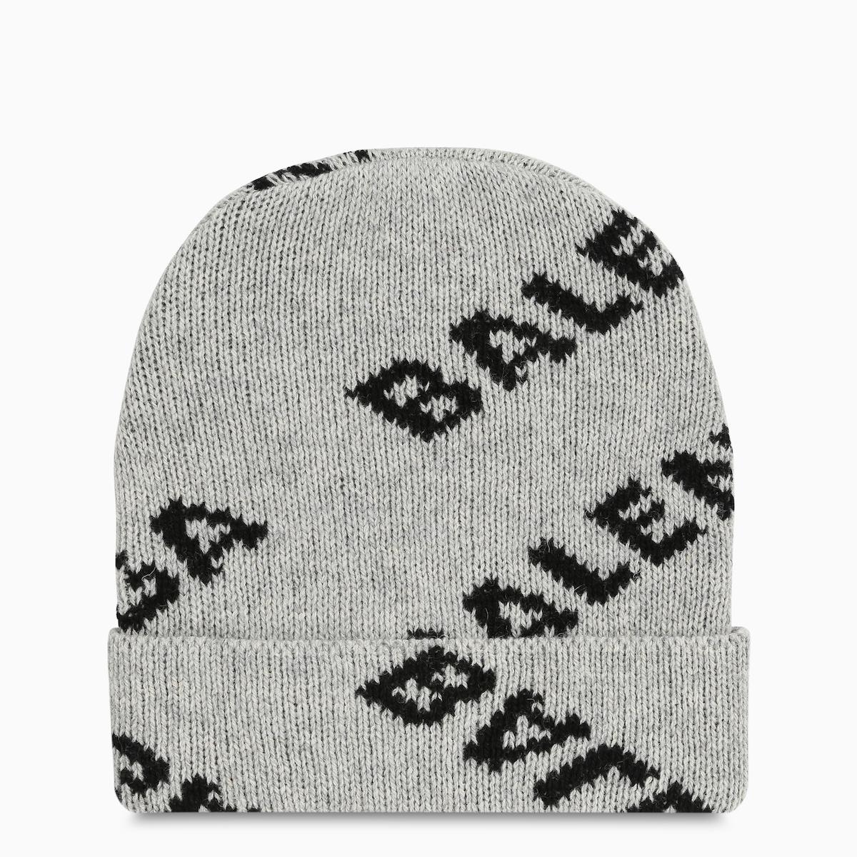 Balenciaga Wool Grey Beanie With Knitted Logo in Grey/Black (Gray) for Men  | Lyst