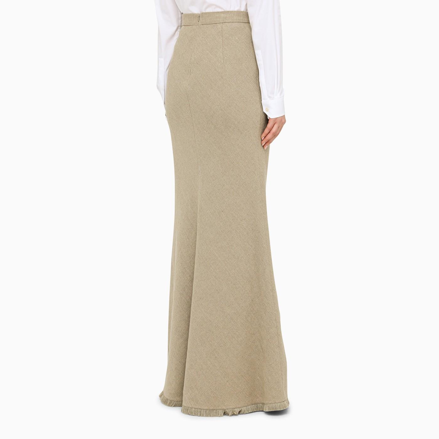 Max Mara Long Beige Linen Skirt in Natural | Lyst