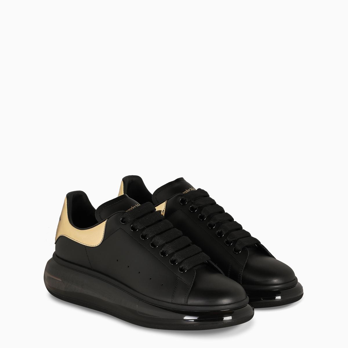 Alexander McQueen Oversized Leather Sneakers Black/gold for Men - Lyst