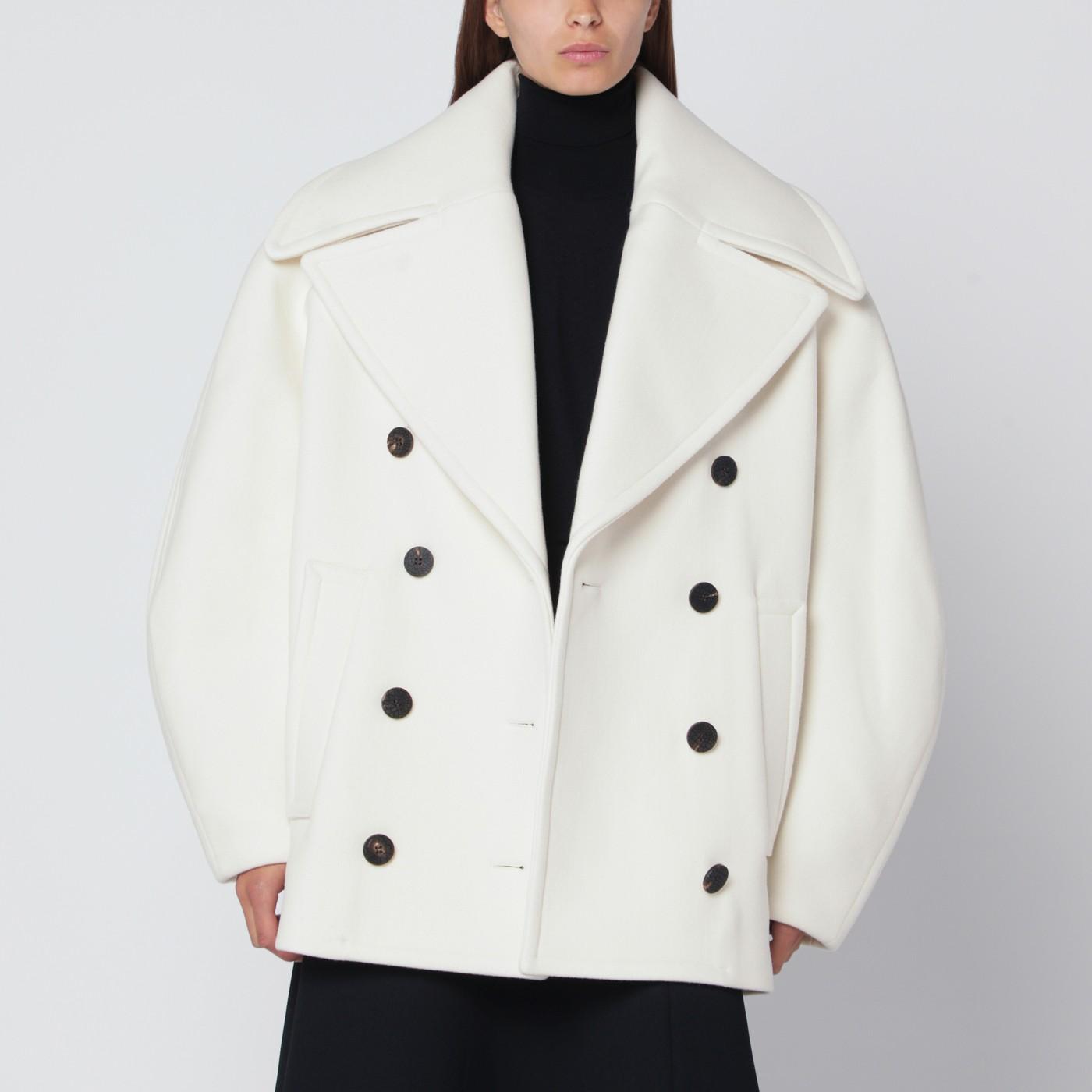 Jacquemus Wool Double-breasted Coat in White | Lyst
