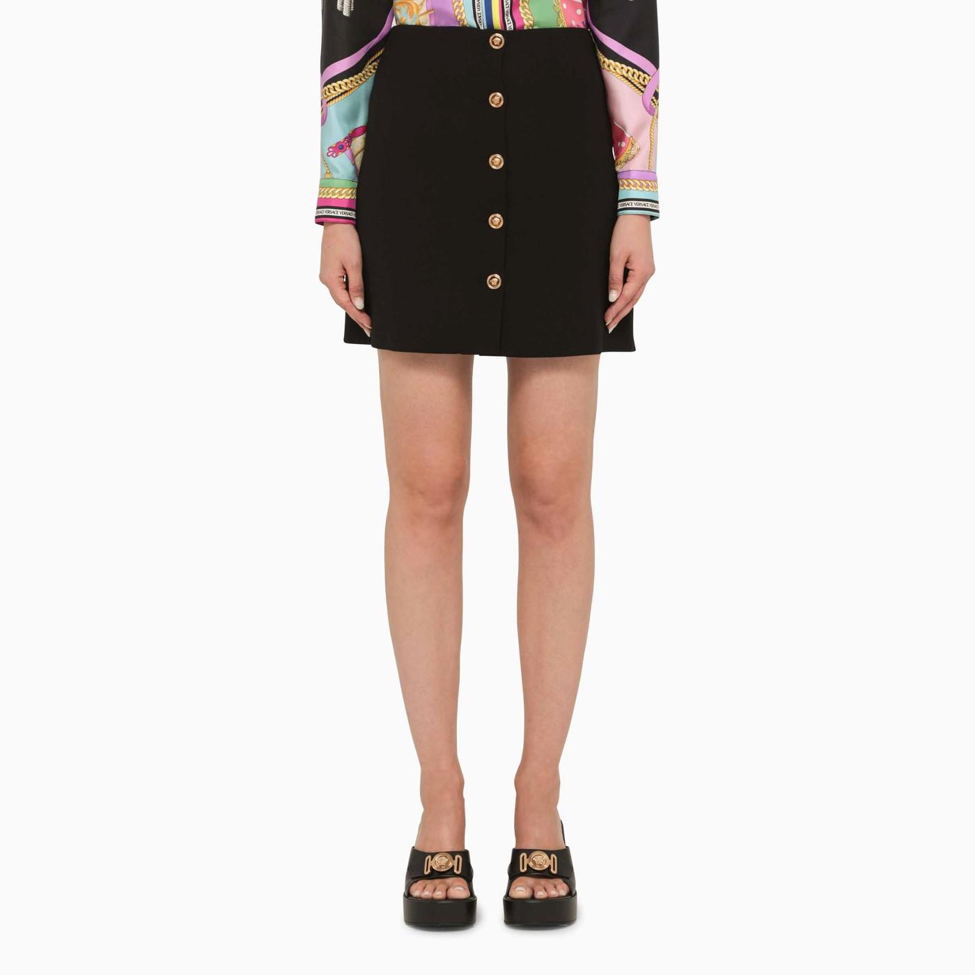 Versace Mini Skirt With Medusa Buttons In Black Lyst