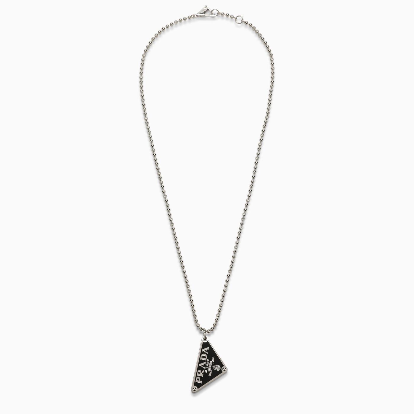 Prada 925 Silver Necklace With Logo - Black in Metallic for Men | Lyst
