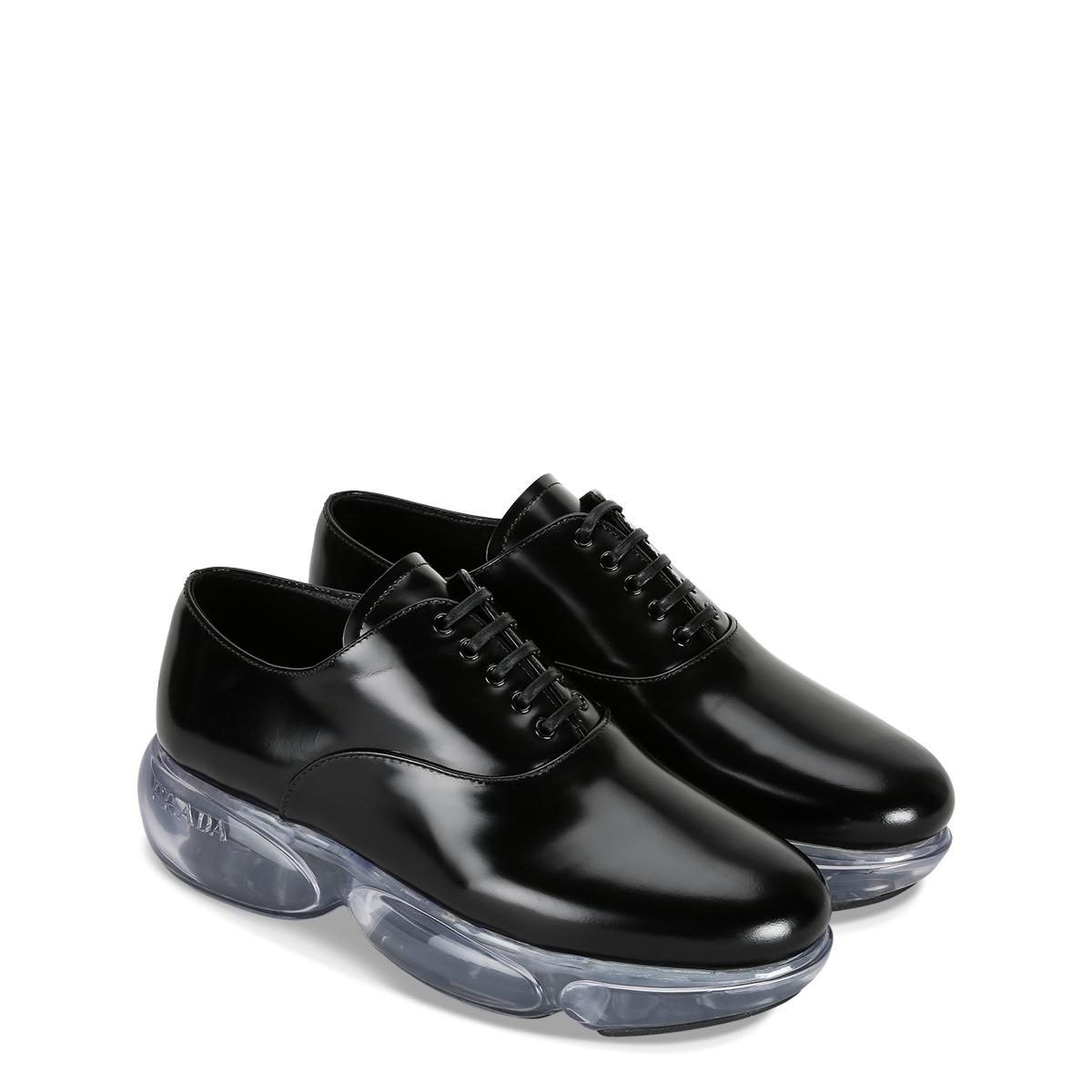 Prada Black Derby Shoe With Transparent Sole | Lyst