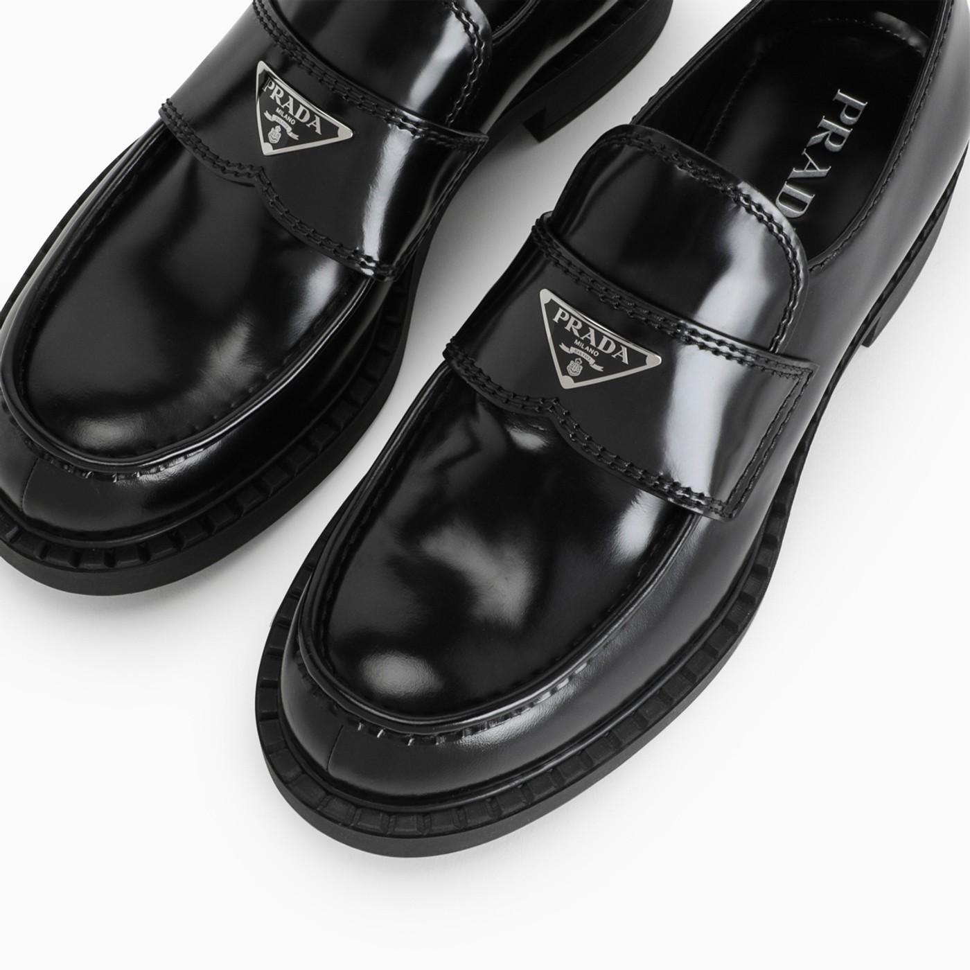 Prada Brushed Leather Loafer in Black for Men - Lyst