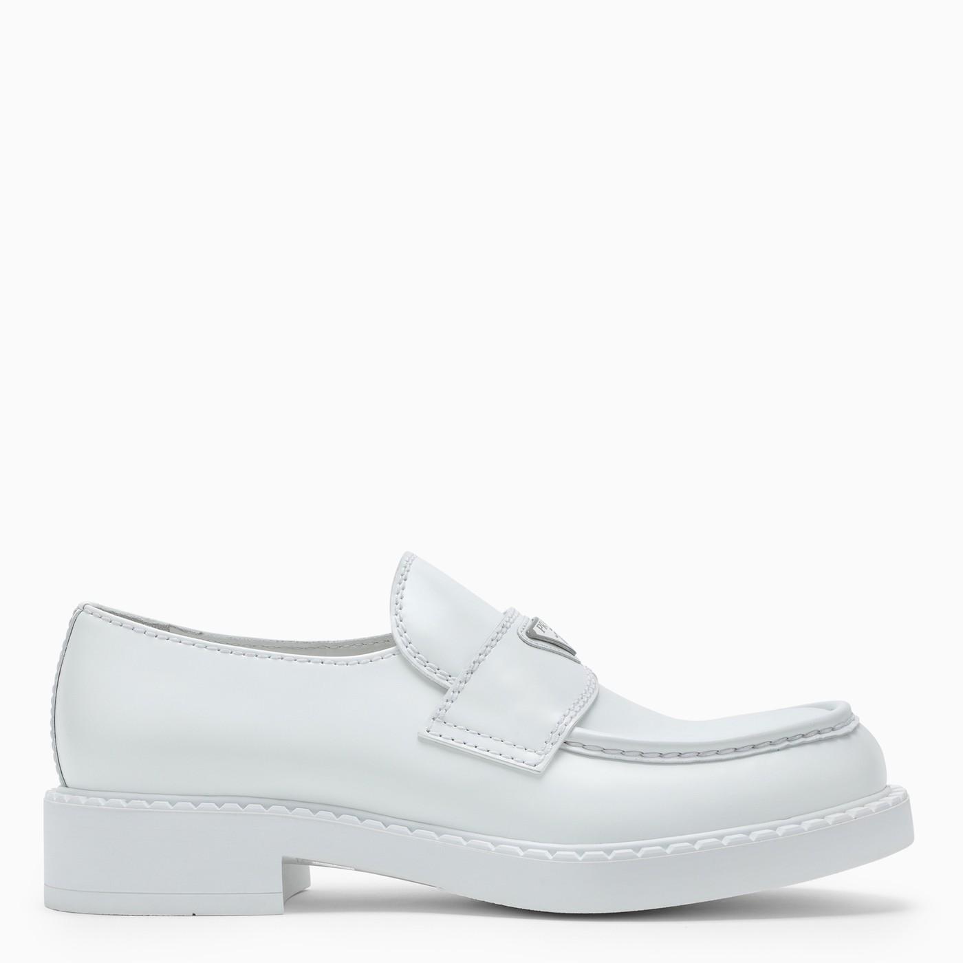 Prada White Brushed Leather Loafer - White for Men | Lyst