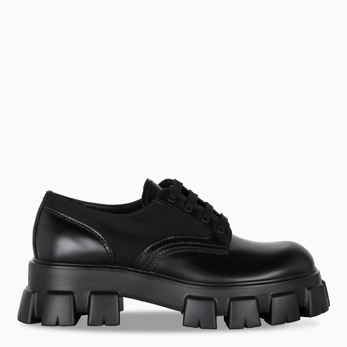 Prada Leather Black Monolith Shoes for Men - Lyst