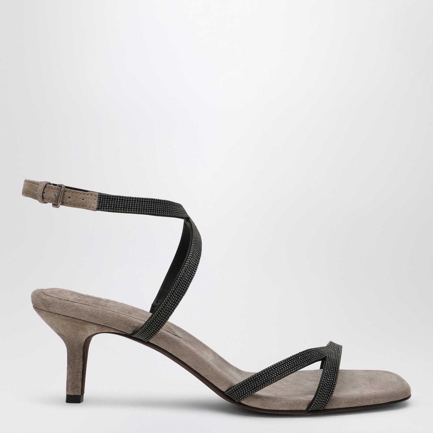 サンダル・ミュール Brunello Cucinelli Sandal City Grey With Precious Straps Brunello Cucinelli Sandal City With Precious Straps in Gray