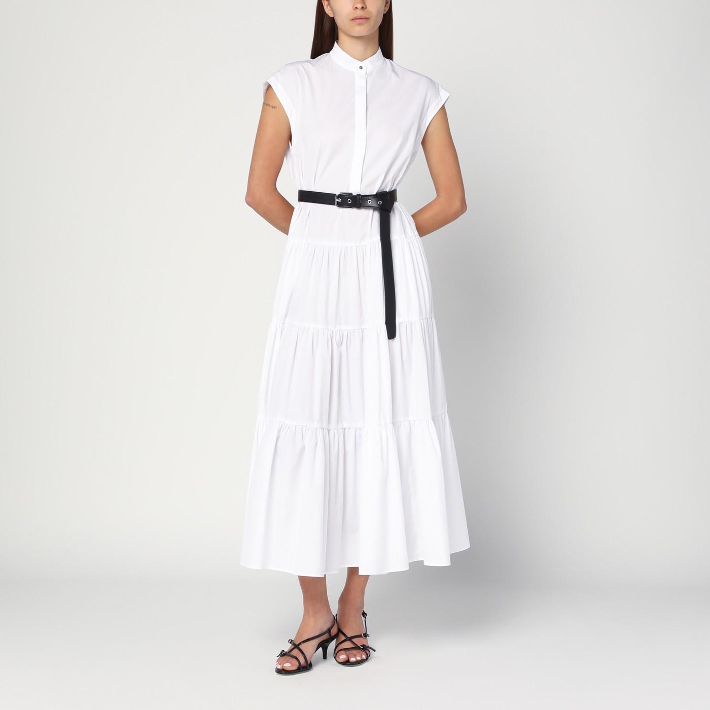 ワンピース MAX MARA STUDIO WHITE COTTON SHIRT DRESS WITH RUFFLES Max Mara Studio White cotton shirt dress with ruffles – Lord